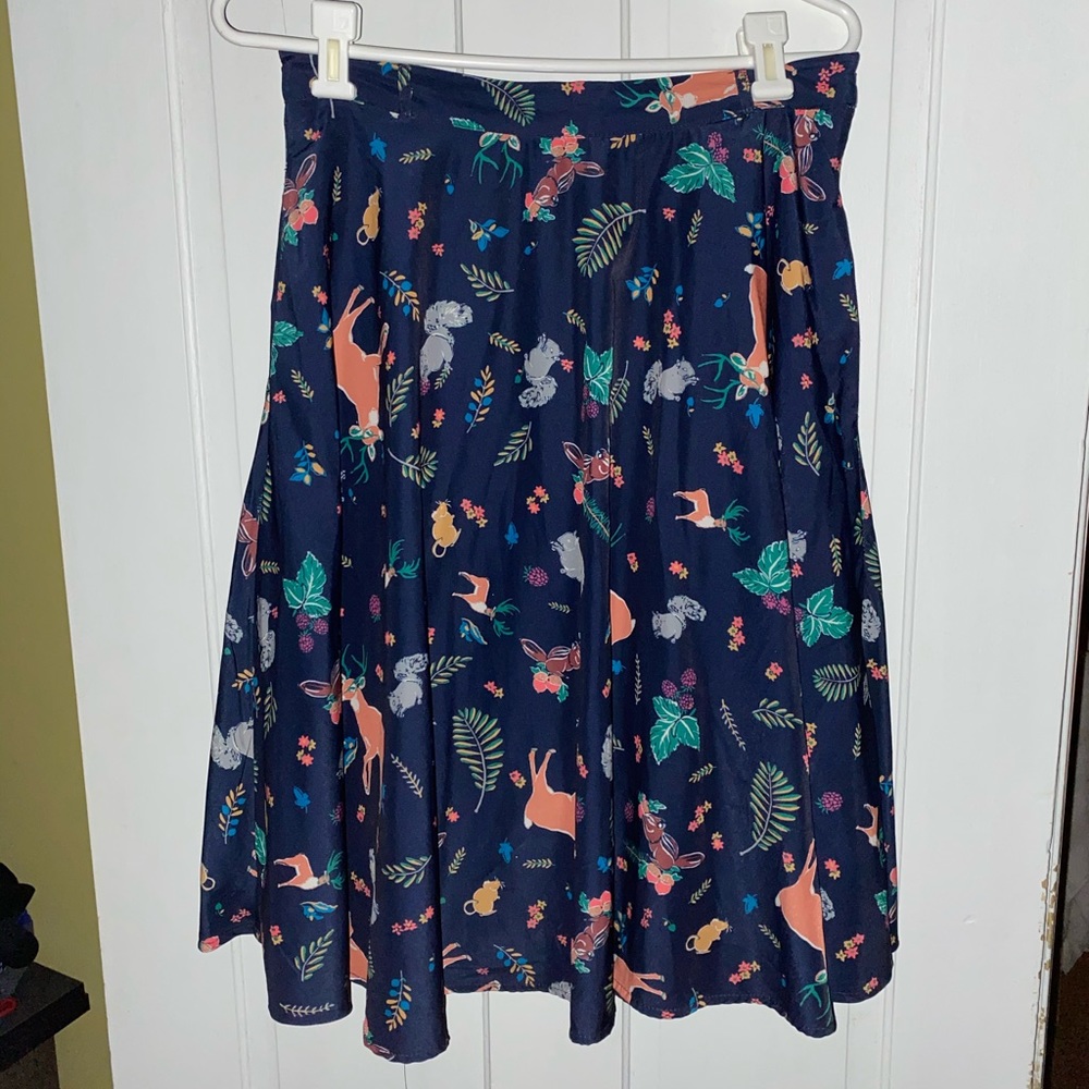 Modcloth A line Woodland Animal Skirt